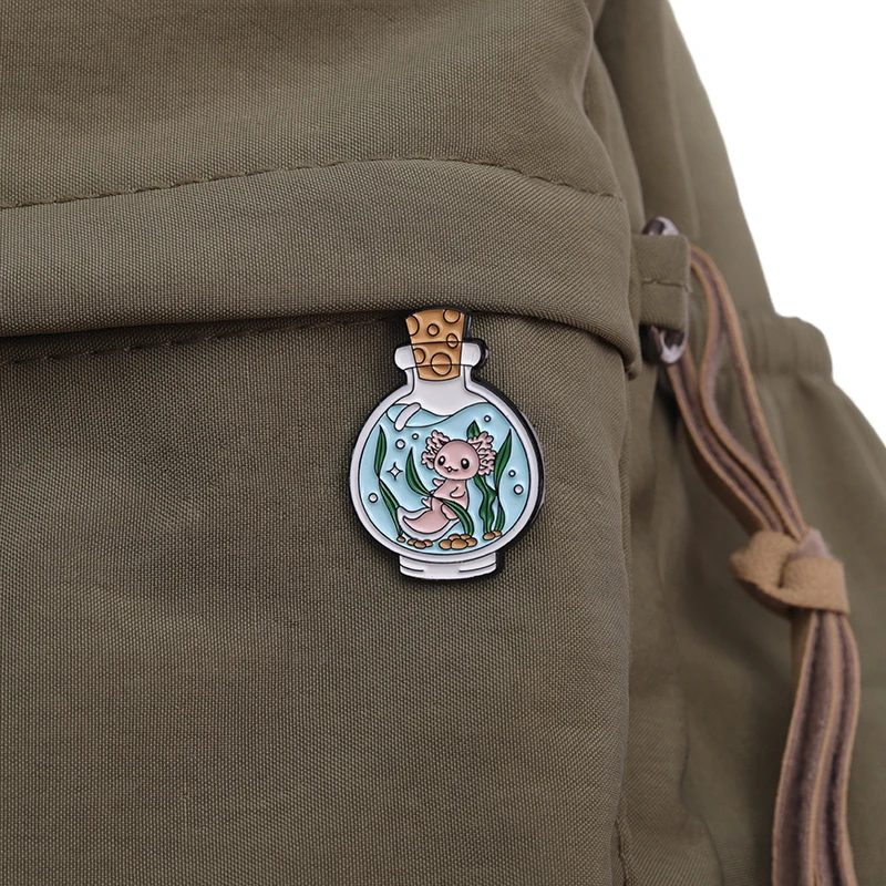 Cute Salamander Enamel Pins Custom Plant Sunflower Brooches Lapel Badges Cartoon Animal Jewelry Gift for Kids Friends