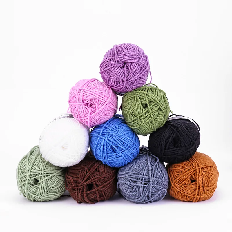 Прямые продажи с фабрики Детская хлопчатобумажная пряжа 3ply 4ply 5ply 50 г для вязания крючком акриловая мягкая смешанная