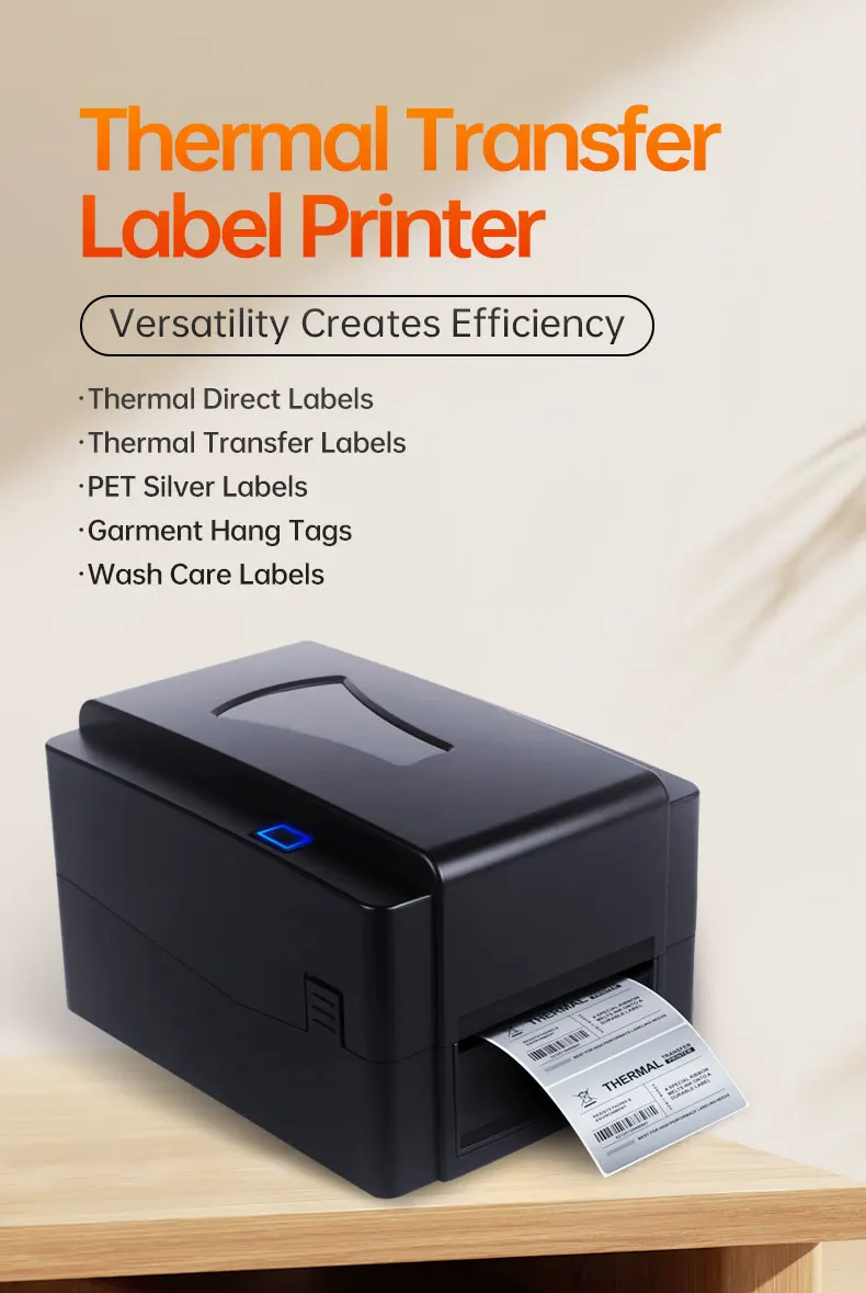 Thermo Printer Manufacture Use Washable Foil and Ribbon for Garments or Cloth Labels 203DPI Thermal Transfer Printer