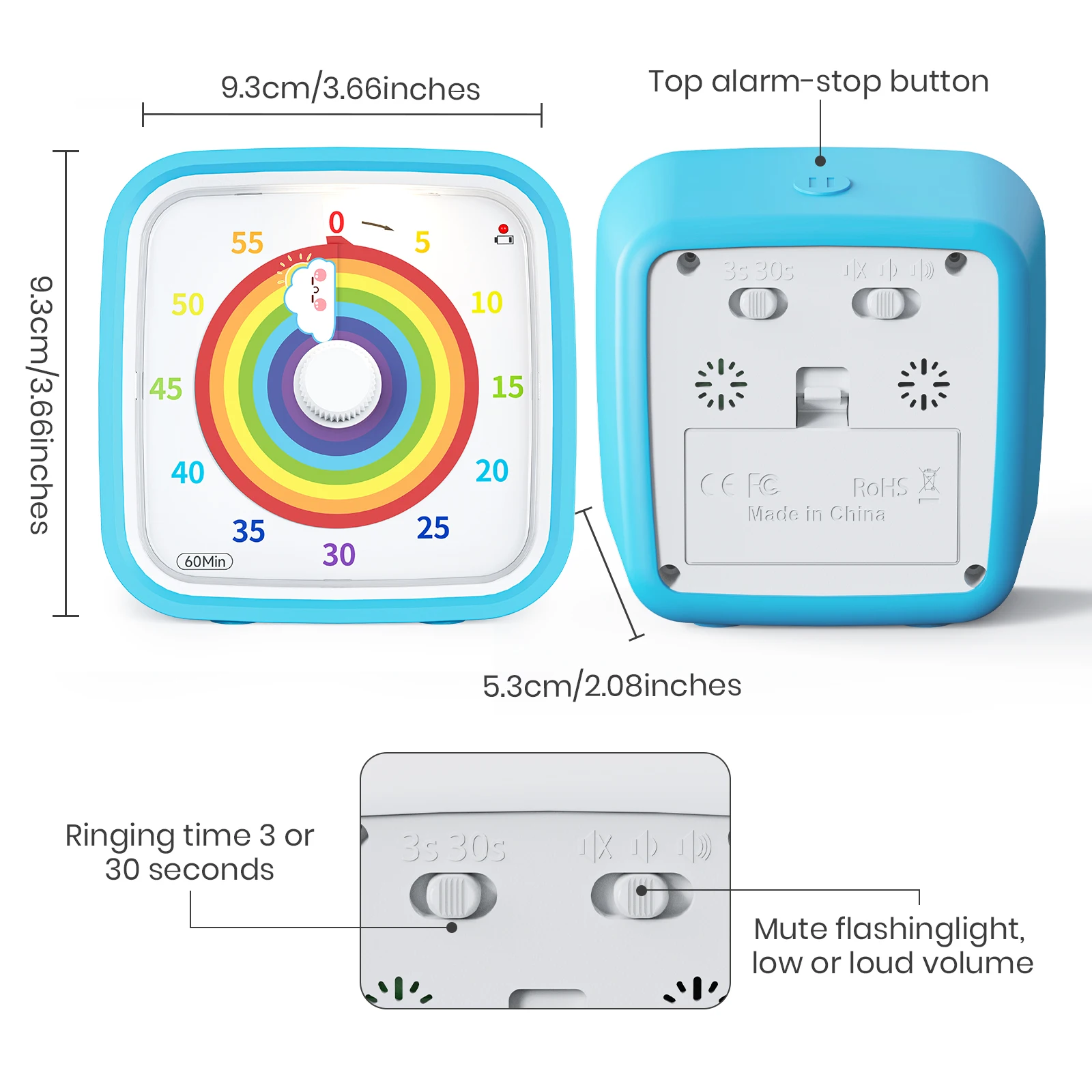 Yunbaoit Visual timer clock Child time management pomodoro kitchen time timer countdown productivity study visual timer for kids