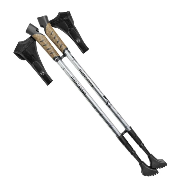 Ready To Ship Hiking Poles Stick Walking Cork Handle Aviation 7075 Aluminium 3-Section Telescopic Hiking Trekking Stick Poles