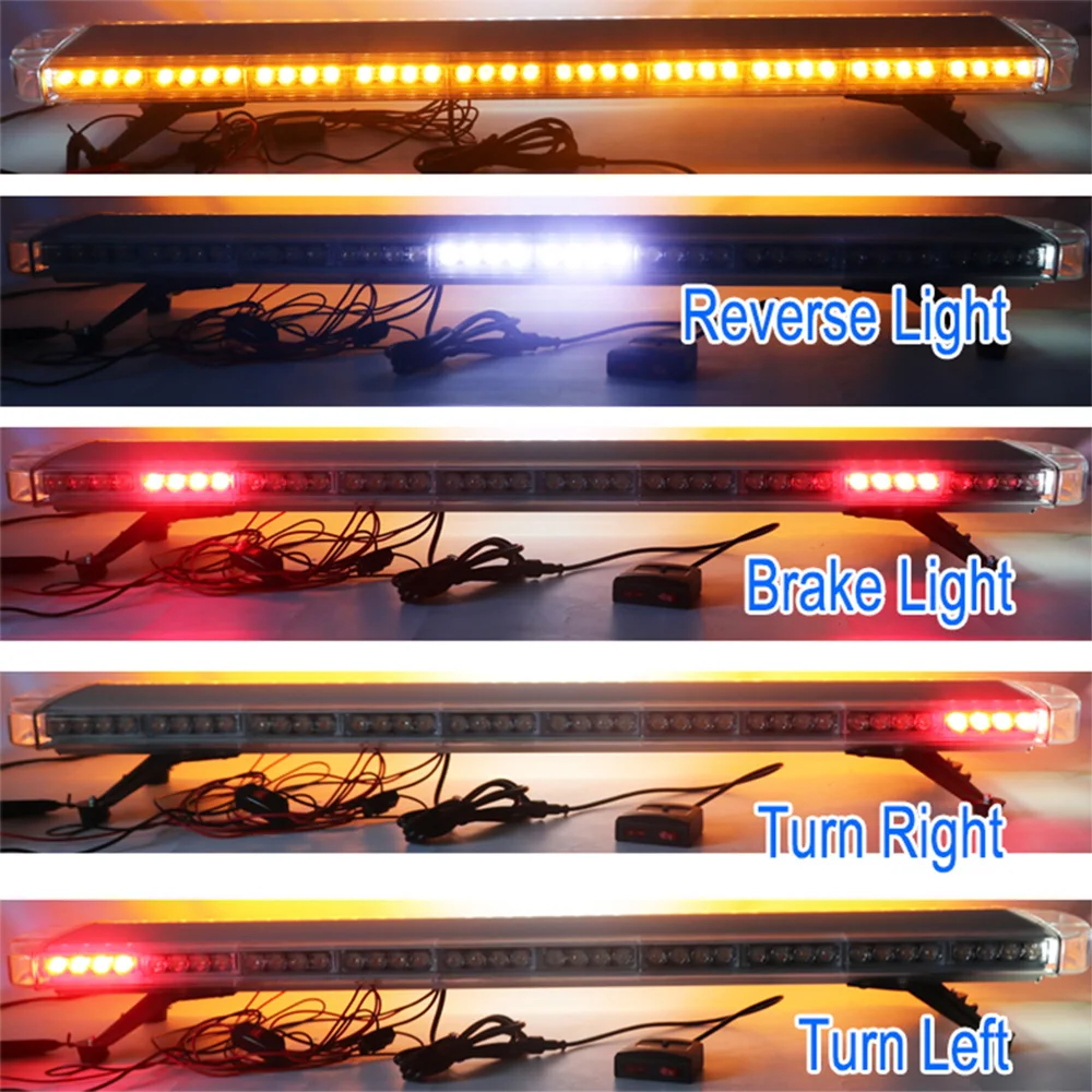 With Stop Brake Turn Signal 60' 152CM Security Strobe Light Bar For Tuck Car Warning Flashing Emergency Lightbar Amber White