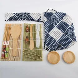 Homemade All In One Sushi Maker Set For Beginners Bamboo Sushi Mat Mold Chopsticks Saucer Sushi Tool