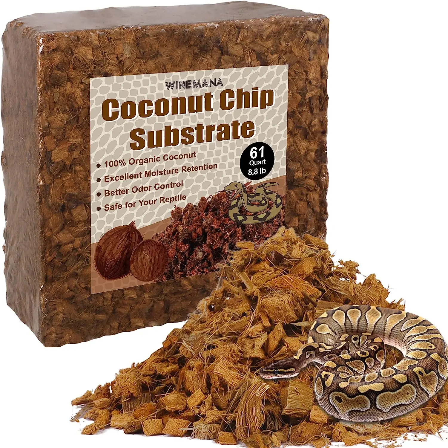 Snake Reptile Bedding Husk Shell Chip Coir Coconut Coco Substrate