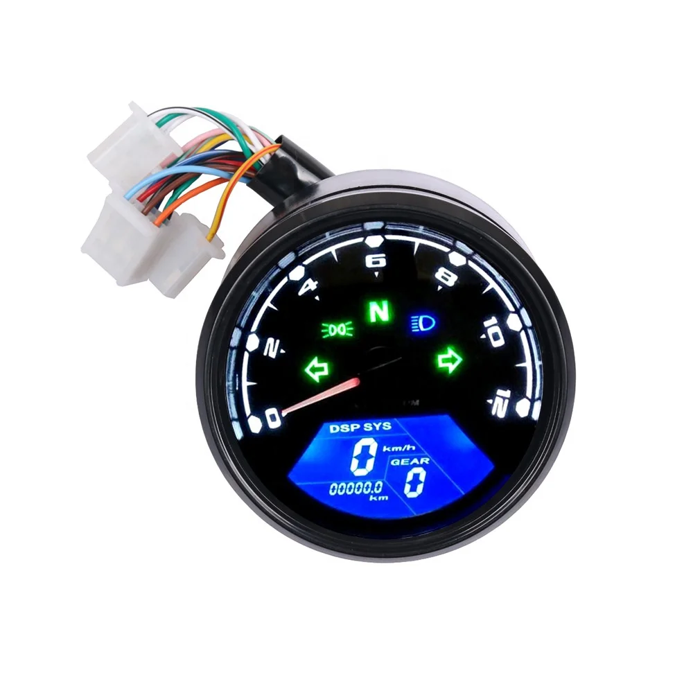 12V Motorcycle Speedometer Tachometer Fuel Meter Dashboard Gauges Dial Odometer LCD Digital Indicator Moto Accessories Universal