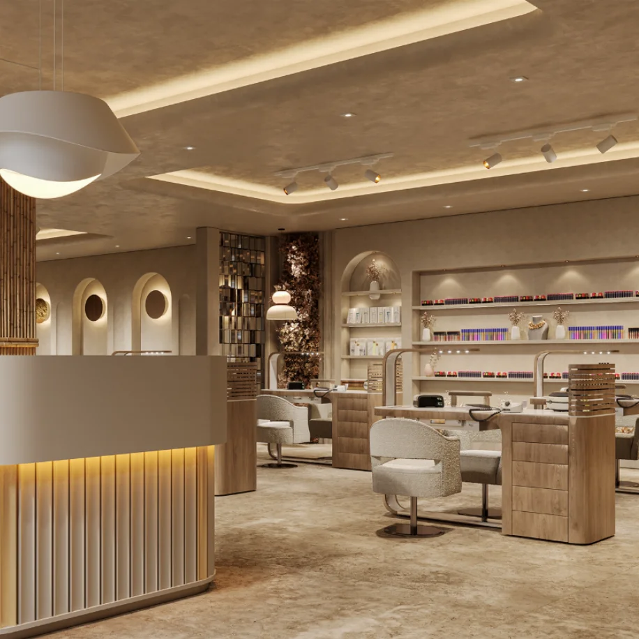 Free Design Custom Made High Class Nail Shop Decoration Fashion Beauty Salon Interior Design For Salon Shop Display