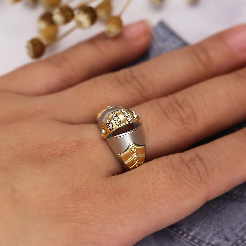 Caoshi Unique Gold Fish Mouth Design Silver Bague Homme Men