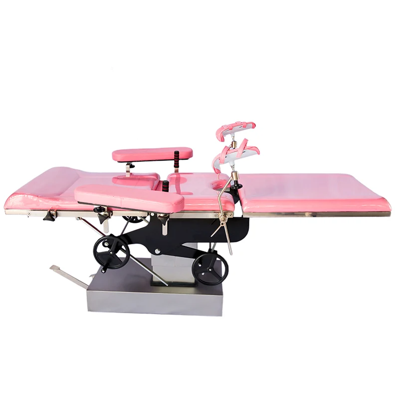 Hydraulic Stainless Steel Multifunction Adjustable Manual Hospital Obstetric Bed Gynecology Operation Delivery Table