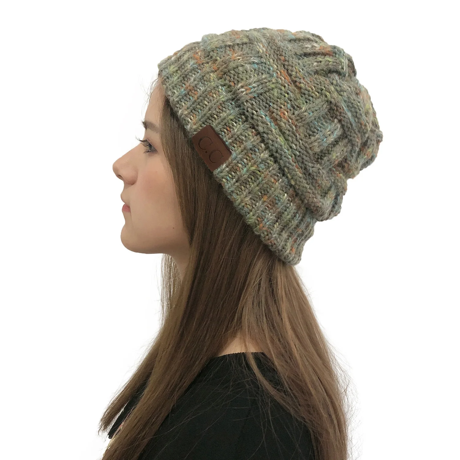 Hot Europe America Crochet Ski  Warm Knitted Hat Women Skull Mix Color Winter Beanies Lady Striped Colorful Knit Hats