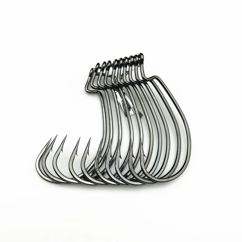 Top Right FH602 1/0-7/0 Wide Sharp Soft Worm Hook Jig Crank Offset Hooks For Soft Fishing Lures Bass Barbed Fishhook
