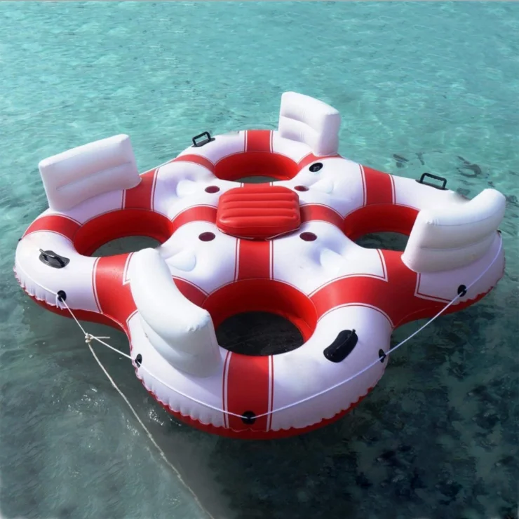 Надувной семейный надувной матрас для вечеринки тройной квадроцикл отдыха 3 человека 4 с подставкой