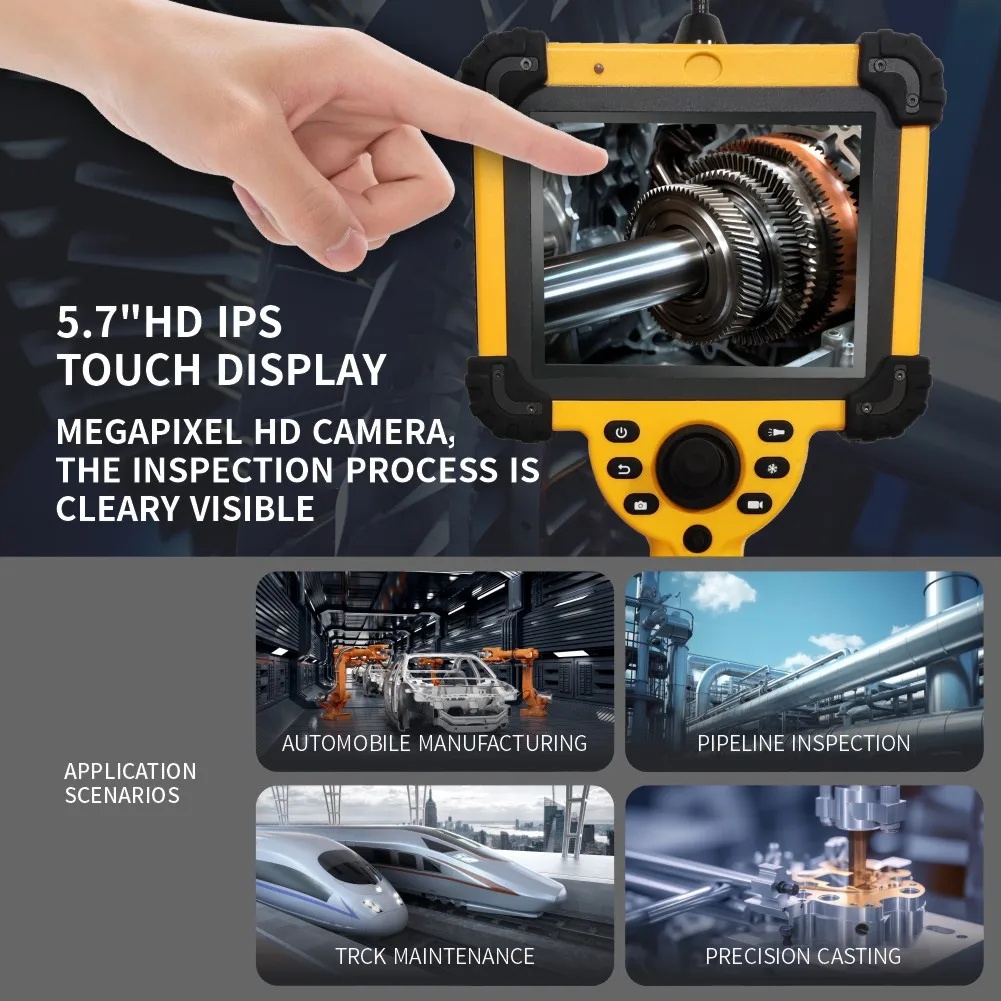 Y Series 360 rotation 4-way articulating borescope inspection camera,IP67 endoscope ,sewer endoscopic camera With 5.7'screen