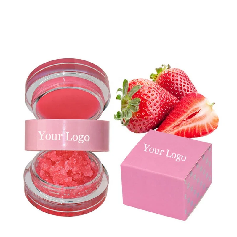 Wholesale Reizen 6 Flavors Organic Fruit Lip Care Scrub Custom Logo Vegan Vanilla Strawberry 2 In 1 Lip Scrub And Lip Balm