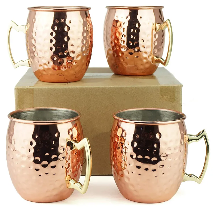Copper Hammered Moscow Mule Mug 18oz Wine Drinking Mugs Cup Bar Gift Set