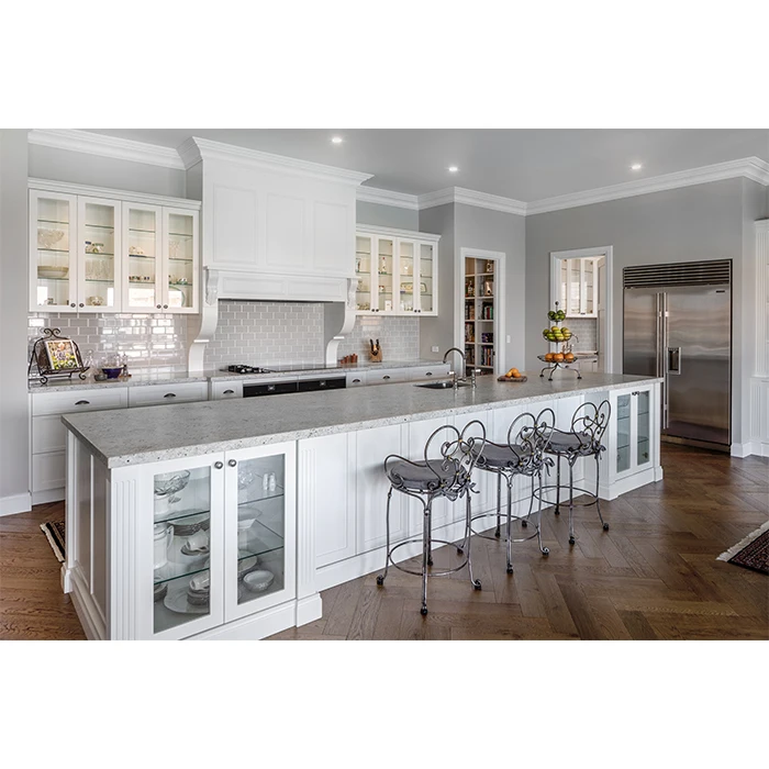 2022 Hangzhou Vermonhouse I Shape Shaker Design Glass Door Modular kitchen cabinets