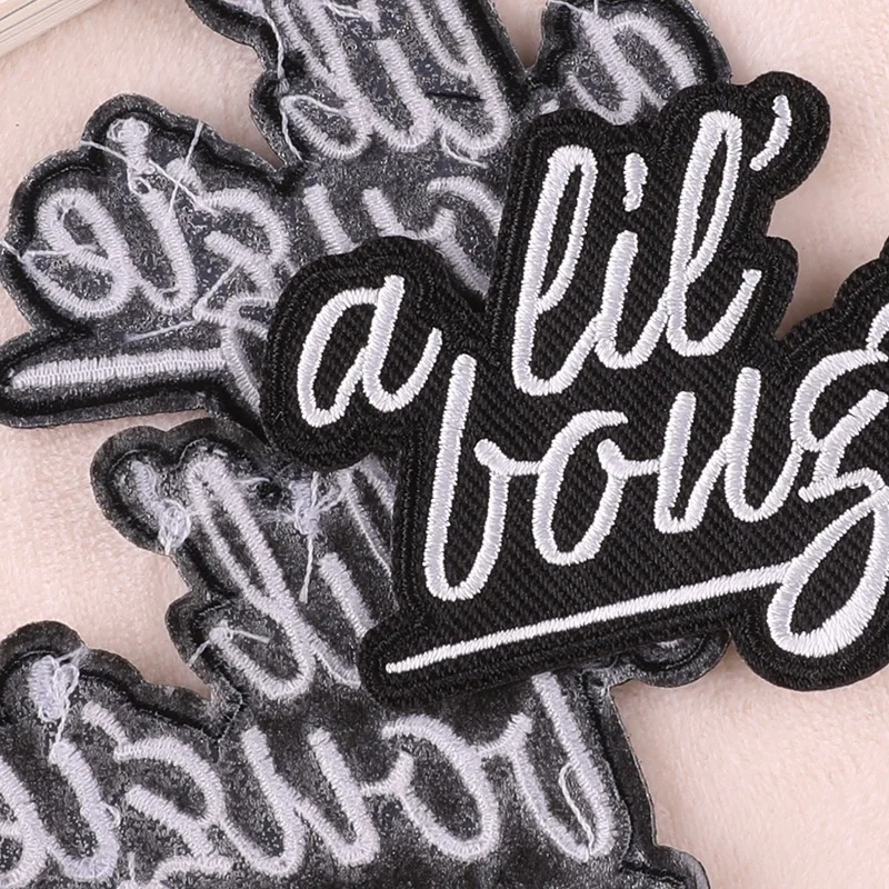 Custom  Word Alil boujie Hoodies Embroidery Patch  iron-on Patch Slogan Embroidered iron on  Patch Badges For Garments