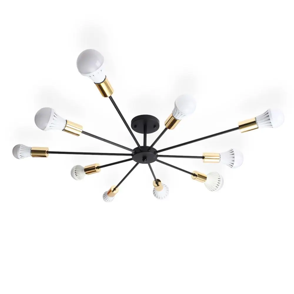 Ceiling Light Chandelier black Lamp 10 Light E27 Light Socket Black for Living Room Bedroom Dining Room Balcony  Shop Bar