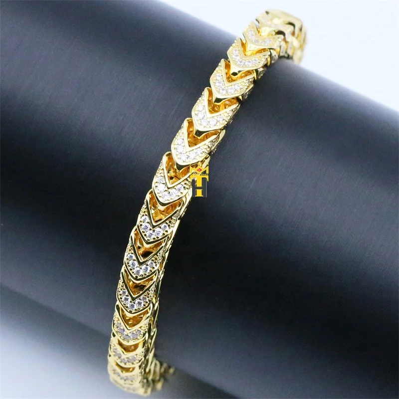 10k 14k 18k yellow gold diamond cut solid franco link bracelet 8mm full rhinestone gold color chain