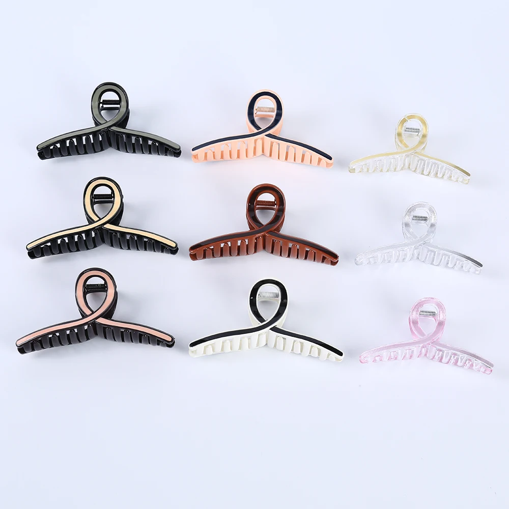 hot sale 13cm large hair claw clips glossy plastic hair claw clips covered Two-tone colors hair claw clip wholesale
