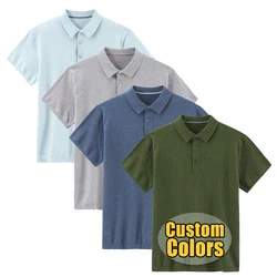 [Free Sample] Custom Men Solid Color Embroidered Logo Polo Shirts 100% Cotton Plain Golf Knit Polo Blank T Shirt
