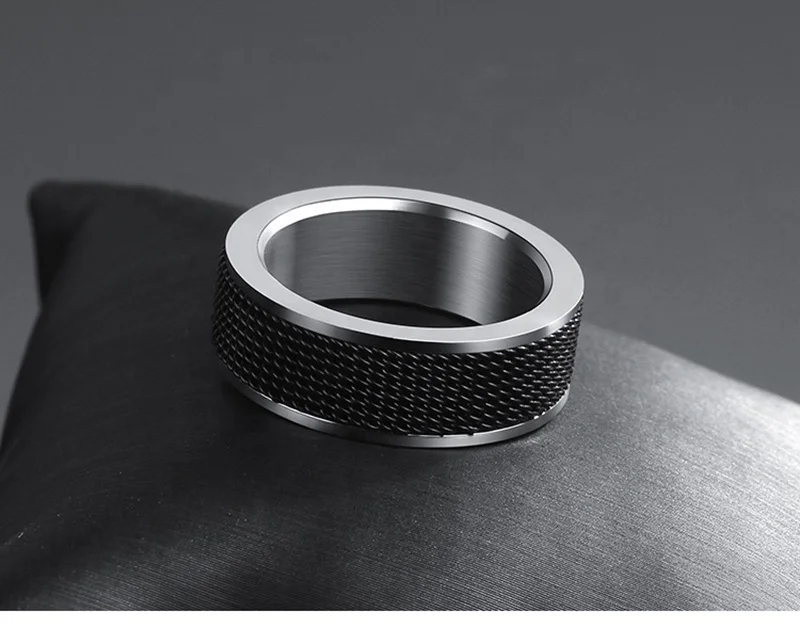 Tactile Shiny Polish Titanium Black Rings For Women And Men
