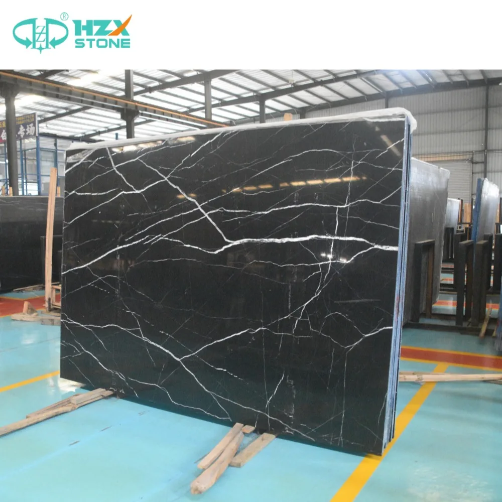HZX Manufacturers Direct Sale Natural Black Marble Nero Marquina Marble Slabs Polished With White Veins For Interior Wall Floor