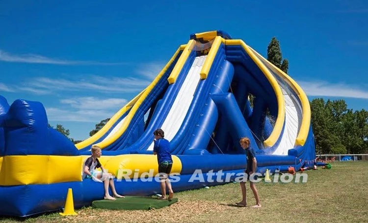 Triple Lane Inflatable Water Slides theme adults huge inflatable wet slide n slip for adventure park