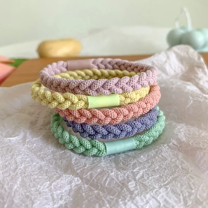 Candy Color Bracelet Hair Ties Braided Ponytail Holders Twisted Elastic Hair Ties