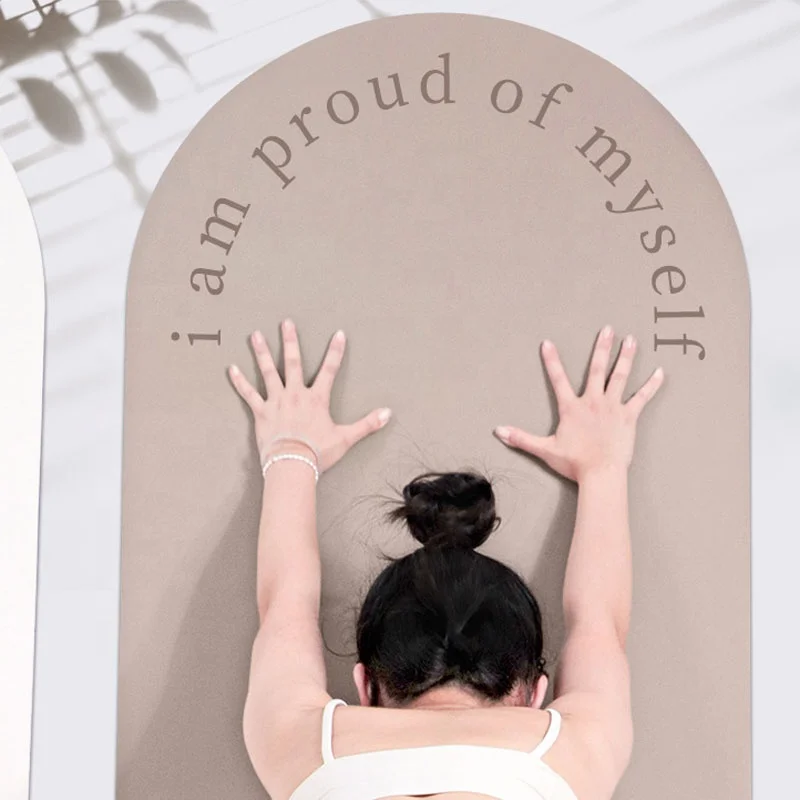 Full Printing Customize Logo Travel 5mm Arch Shape Yoga Mat Pu Rubber Pu Natural Rubber Yoga Mat Pu Oval Yoga Mat