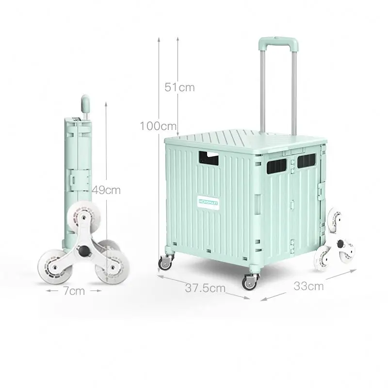 Wholesale Customized Stair Climbing Wheels Pack N Roll Collapsible Plastic Folding Luggage Trolley Portable Folding Trolley Cart