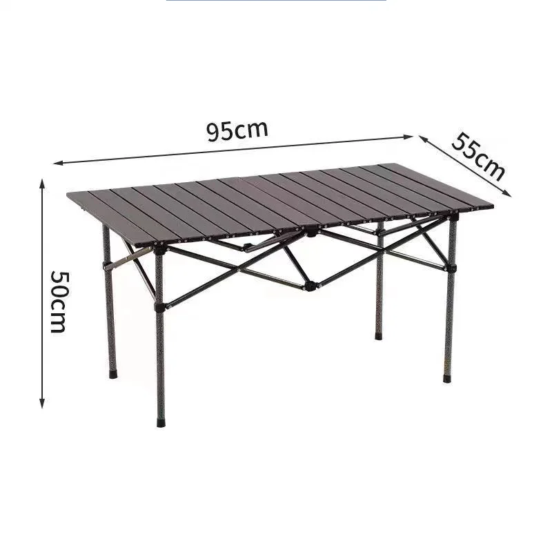 Outdoor Portable Folding Metal Egg Roll Table Modern Design Aluminum Camping Picnic Table for Barbecue Road Trips
