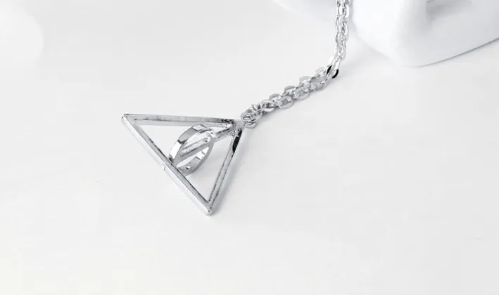 Wholesale Harry- Potter Death Hallows Triangle Necklace Rotating can  remove Pendant
