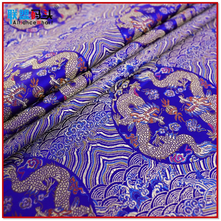 Printed 50% Nylon Polyester Cheap Price Jacquard Satin Chinese Fabric Brocade Gold Dragon Tibetan Brocade Fabric For Clothing