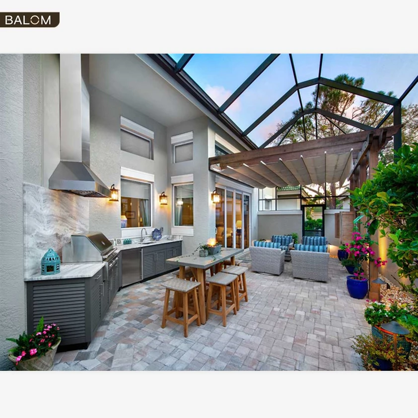 BALOM Modern Stainless Steel Outdoor Kitchen Cabinet With BBQ Charcoal Gas Grill