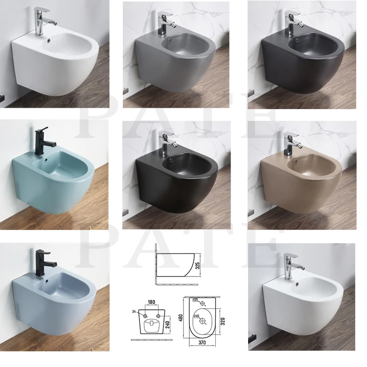 Bathroom Europe Rimless Matte Black Hangend Toiletten WC Toilet Set Rimless Ceramic Inodoro With Water Tank Wall Toilet