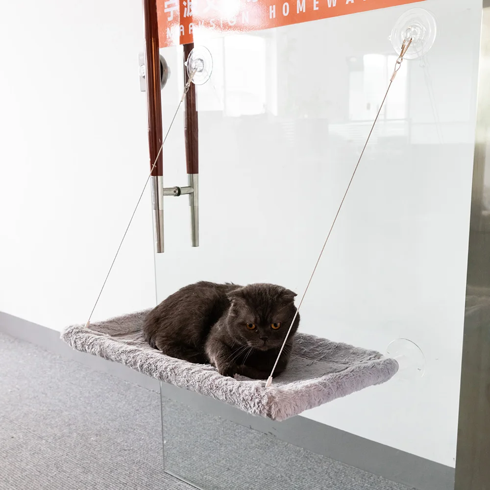 
Mounted Cat Window Bed with Heavy Duty Suction Cups & Steel Wires 