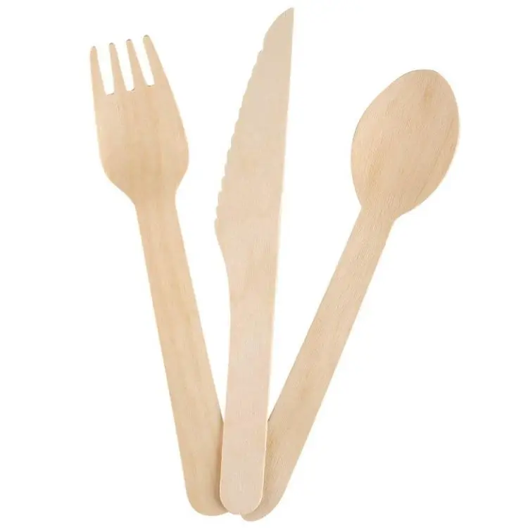 Cheap Wooden Disposable Cutlery Spoon Fork and Knife in Bulk