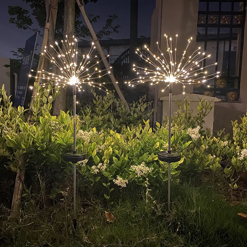 90 Lights Firework LED Fairy String Copper Wire Starburst Solar Powered String Light with 2 Modes Christmas Garden Decoration