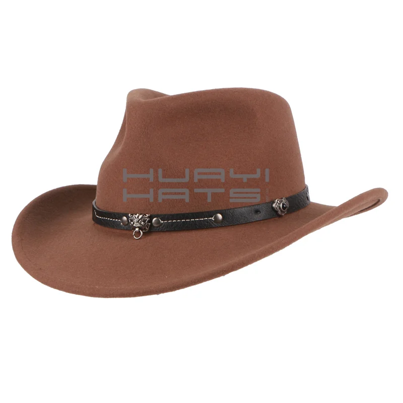 Wholesale Custom Leisure Felt Western Cowboy Hat Mens 100% Wool Made In China