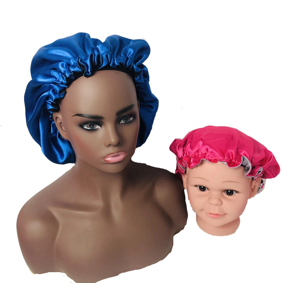 
Sample For Taste silk satin hair scarf satin head wrap boonet Two Layer with your brand logo hairpin eyelashes 