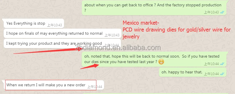 PCD diamond wire drawing die for Gold/ silver/ copper wire stainless steel wire enameled wire