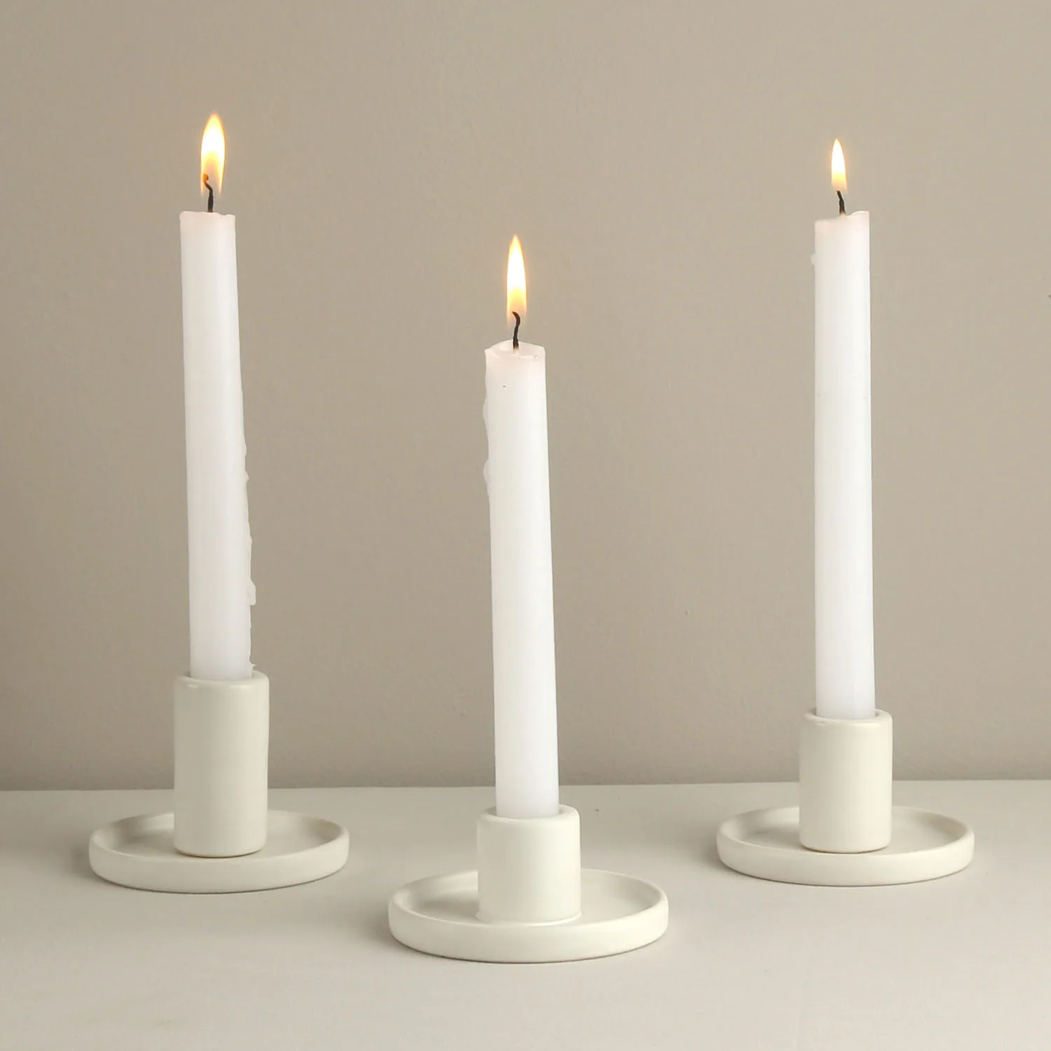 Matte Black White Minimal Ceramic Candle Plate Holder Stand