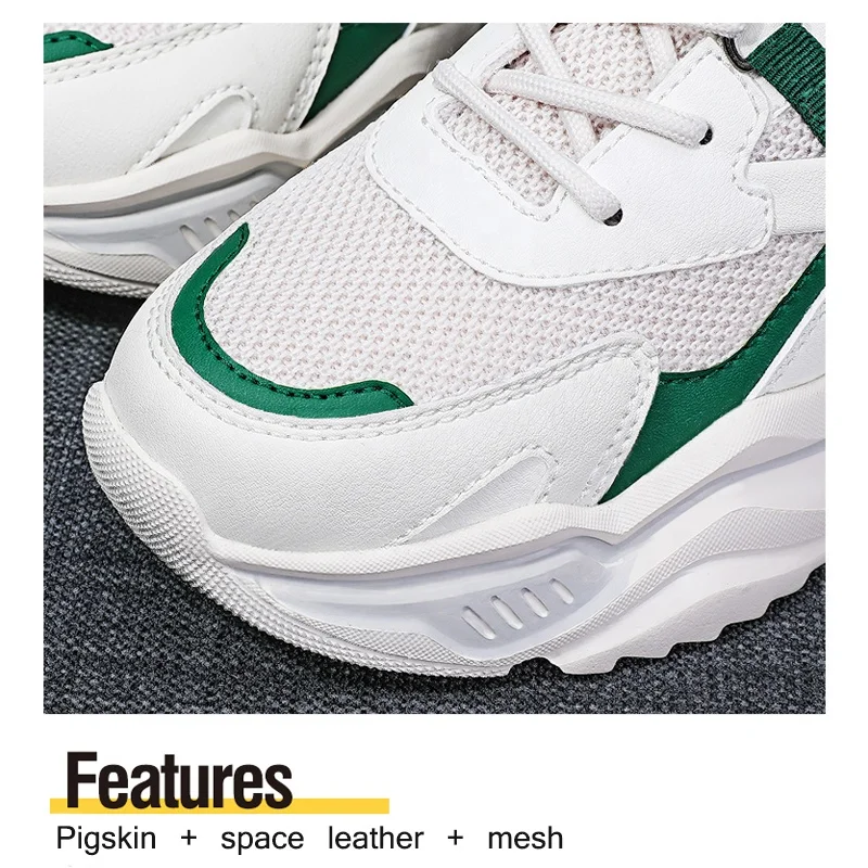 new arrivals platform  Round head Lace up Wedge heel womens sneakers casual Genuine Leather sport shoes for ladies