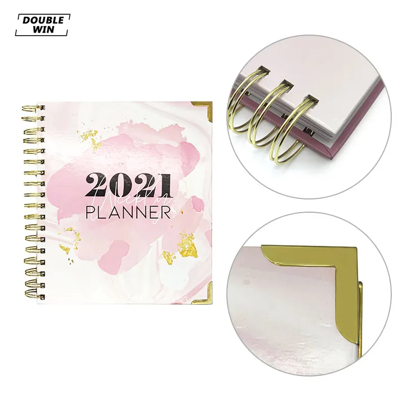 Custom Printing Metal Corner Spiral Weekly Day Manifesting Planner with Tab Pages