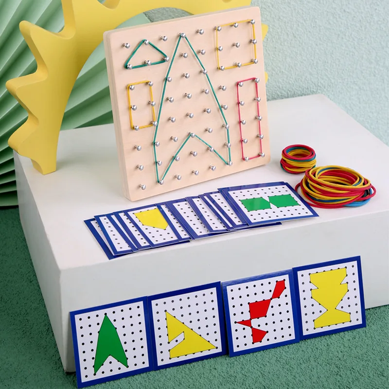 Small Size Nail Rubber Band Board Wooden Geometric Mathematical Material Block Board Graphical Educational STEM Toys