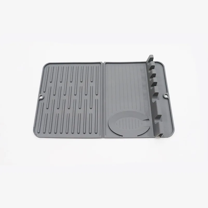 New Product Multi-functional Silicone Spoon Rest & Dish Drying Mat Utensil Rest Spatula Holder With Drip Mat
