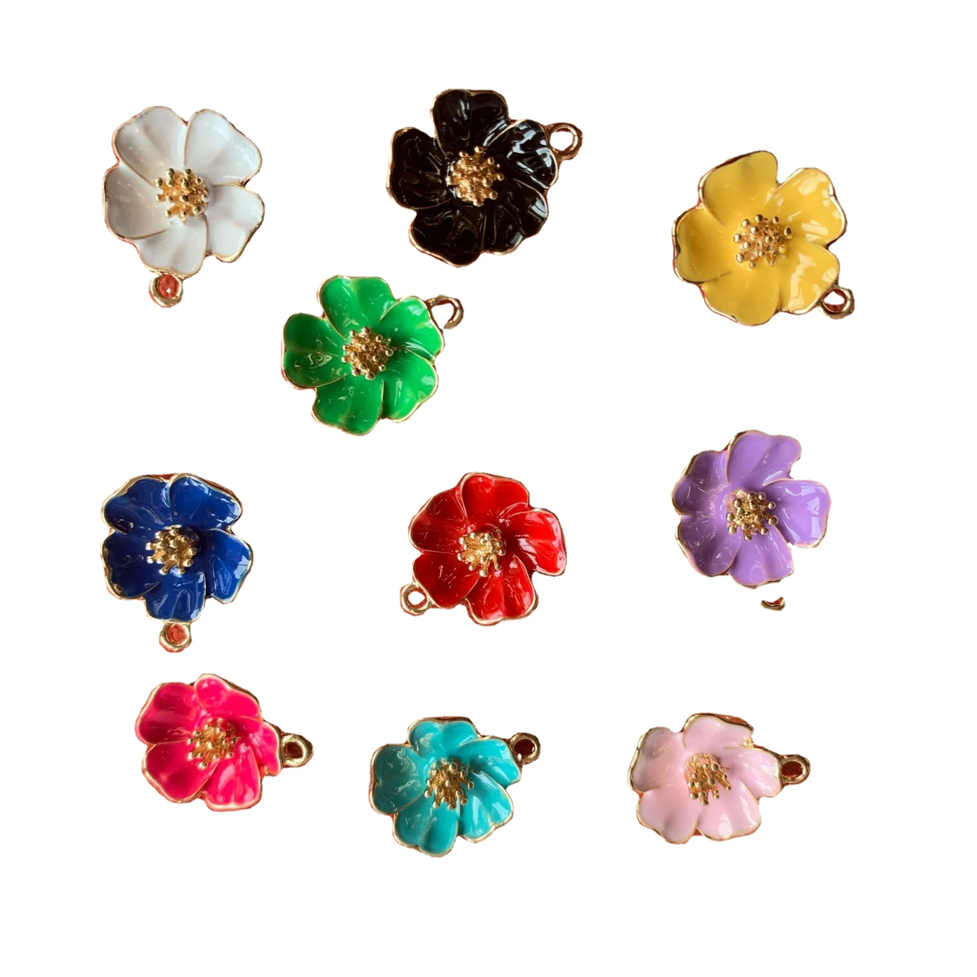 color enamel flower pendant charms for jewelry making DIY  jewelry charms tags flower charms for bangles bulk