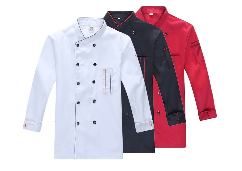 Professional head chef uniform white coat long sleeve work coats hotel restaurant kitchen chef uniform chef shirt sushi overalls