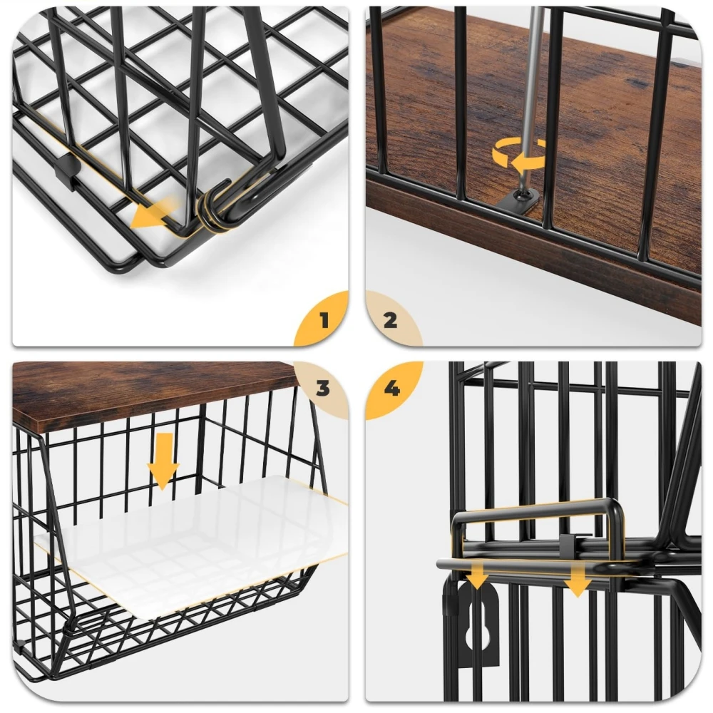 Stackable Wire Mesh Basket Shelf for Kitchen Counter Steel Wire Basket for Storage