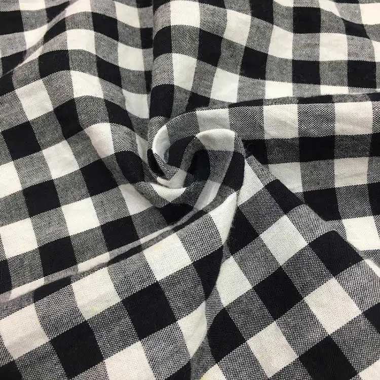 Custom check color Breathable spandex Poplin gingham high quality linen cotton plaid fabric checked